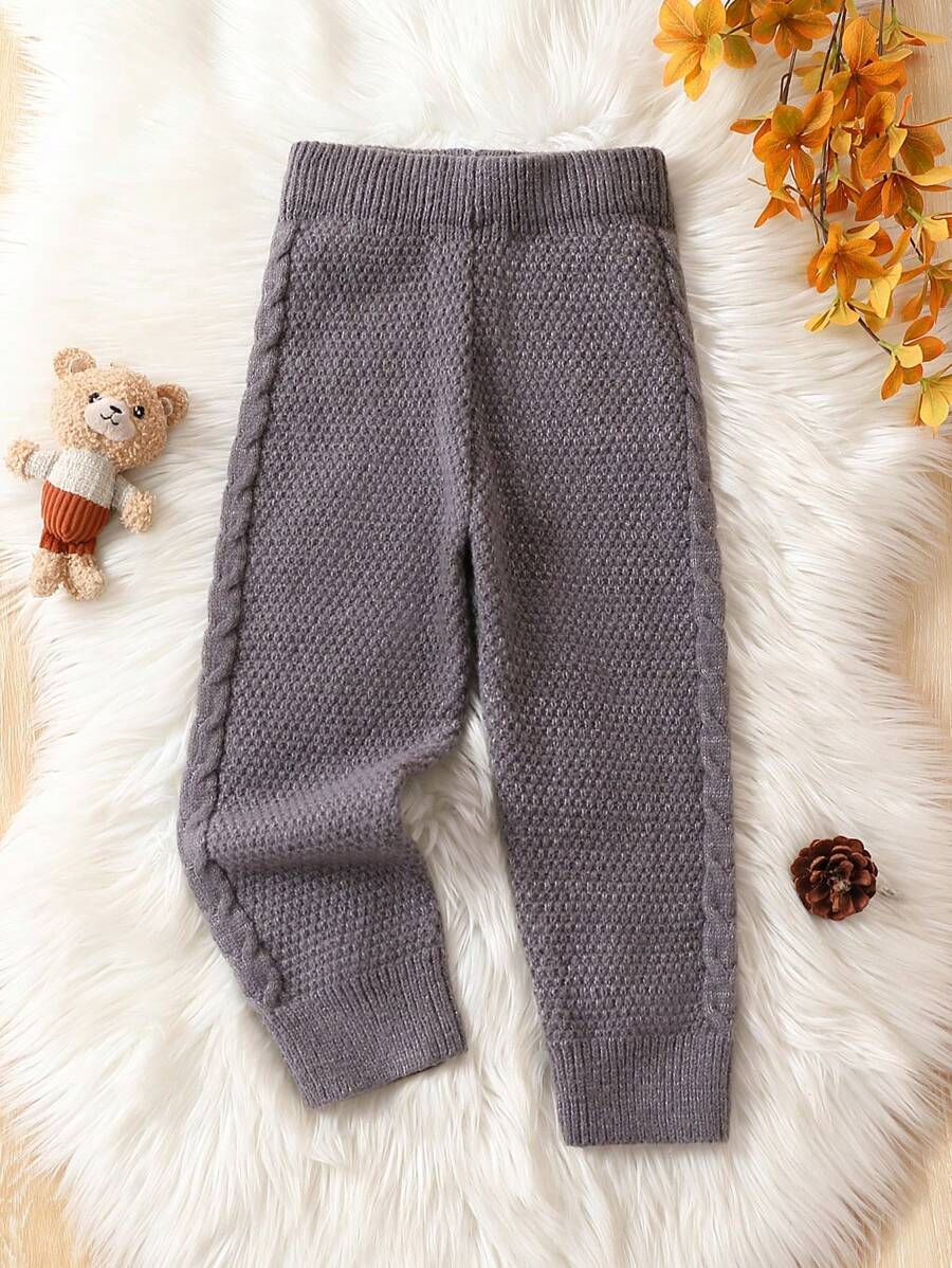 SHEIN Young Boy Cable Knit Pants