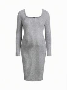 SHEIN Thai sản Đầm Với 3 màu Sọc Thiết kế , Bên Khe Và Viền bất đối xứng - Nhiều màu - Xem 6