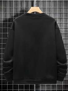 Manfinity Roghcode Men Plus Letter Graphic Sweatshirt - Black - View 2
