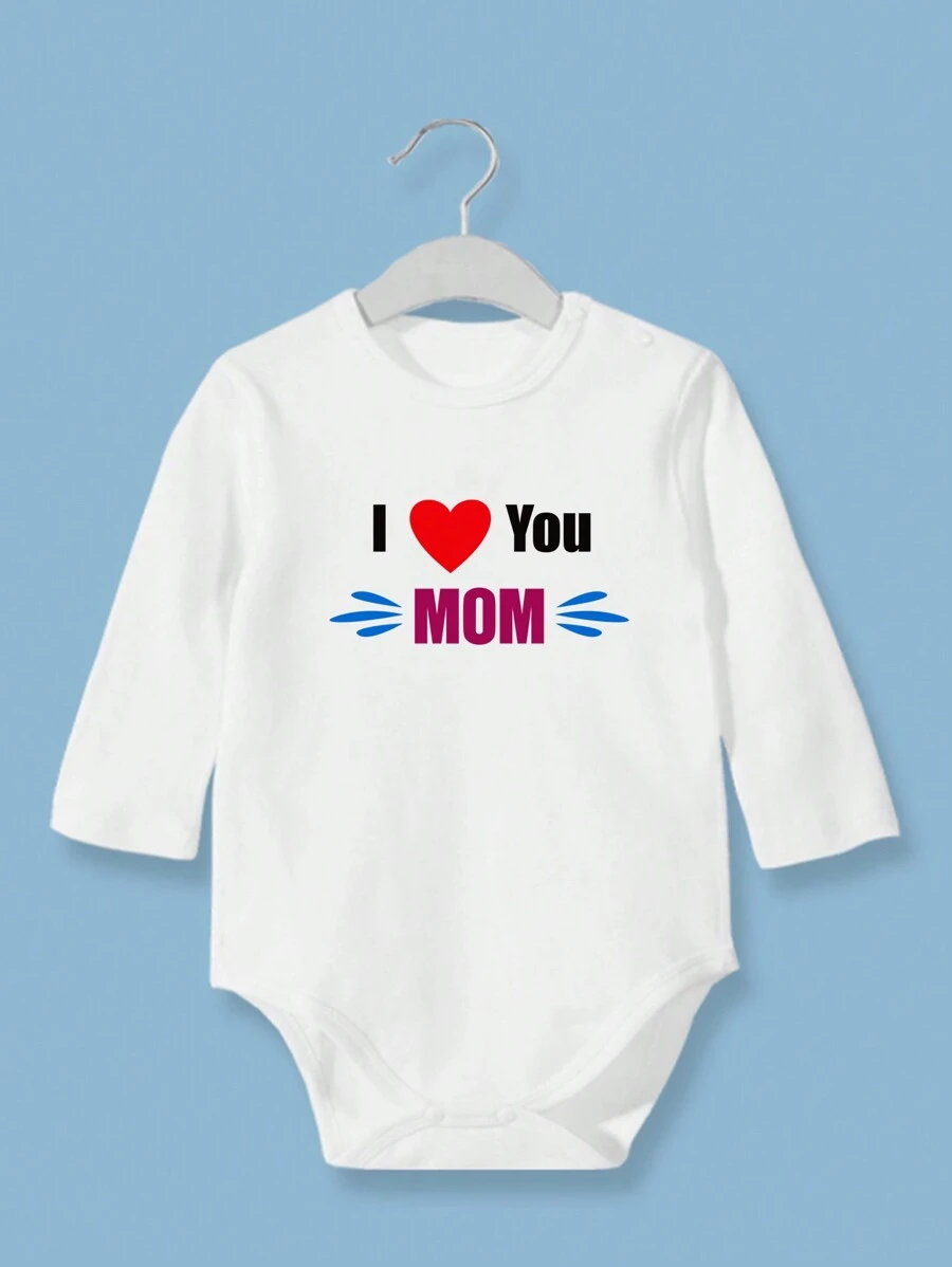 女嬰愛心和標語圖案連身背心