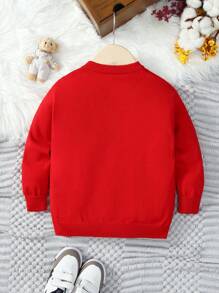 SHEIN Young Boy Button Front Sweater - Red - View 2