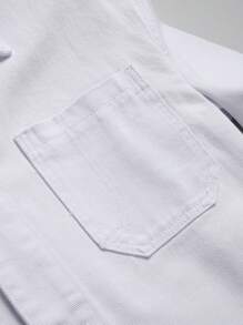 Manfinity Homme Loose Fit Men's Denim Jacket With Flap Pockets (T-Shirt Not Included) - White - View 6