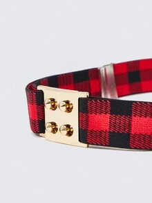 孩子們黑色&紅色的格紋彈力皮帶 - 彩色 - 查看 4