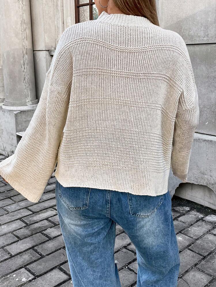 Plus Drop Shoulder Ribbed Knit Sweater Knit Pullover Fall Winter Sweater