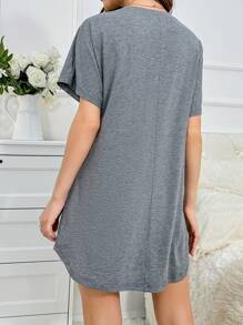 Solid Button Front Lounge Dress