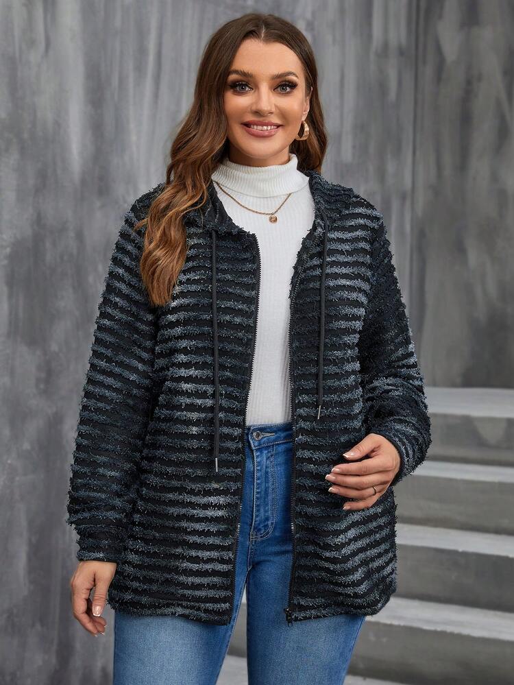 Plus Zip Up Hooded Coat