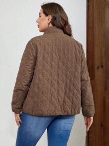 EMERY ROSE Talla grande Abrigo acolchado con cremallera - Marrón - Ver 2
