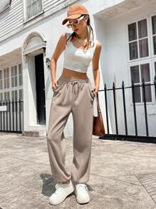 INAWLY Eo dây rút Túi nghiêng Quần thể thao - Màu Khaki - Xem 6