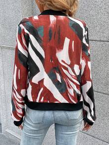 SHEIN LUNE Graphic Print Zip Up Bomber Jacket - Multicolor - View 2