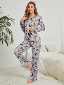 Bộ đồ ngủ họa tiết hoạt hình / Bộ đồ ngủ, Quần áo mùa thu - Nhiều màu - Xem 4