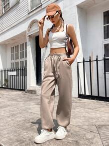 INAWLY Eo dây rút Túi nghiêng Quần thể thao - Màu Khaki - Xem 7