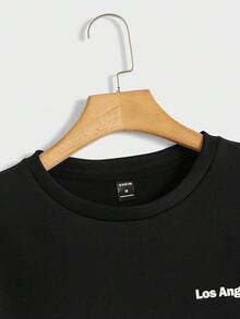 GENTILAND Nam Đồ họa Chữ cái Áo nỉ - màu đen - Xem 3