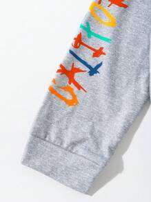 SHEIN 女大童3入組字母圖案連帽衫 - 黑與白 - 查看 4