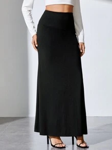 SHEIN Tall Solid High Waist Skirt Maxi Skirt