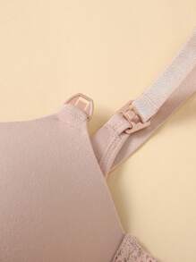 SHEIN Maternity Contrast Lace Underwire Bra Lingerie - Pink - View 6