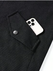 Chillumni Nam Túi có nắp Cúc bấm Áo khoác - màu đen - Xem 3