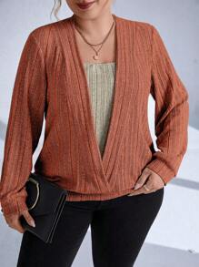 SHEIN LUNE Plus Solid 二合一卫衣，适合毕业季、返校季、毕业典礼、教师节等场合，女士款，返校季套头衫，秋季卫衣 - 彩色 - 查看 3