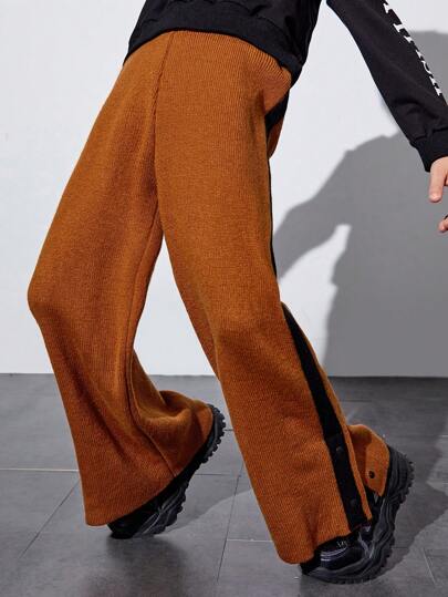 SHEIN Tween Boy Contrast Side Seam Sweater Pants