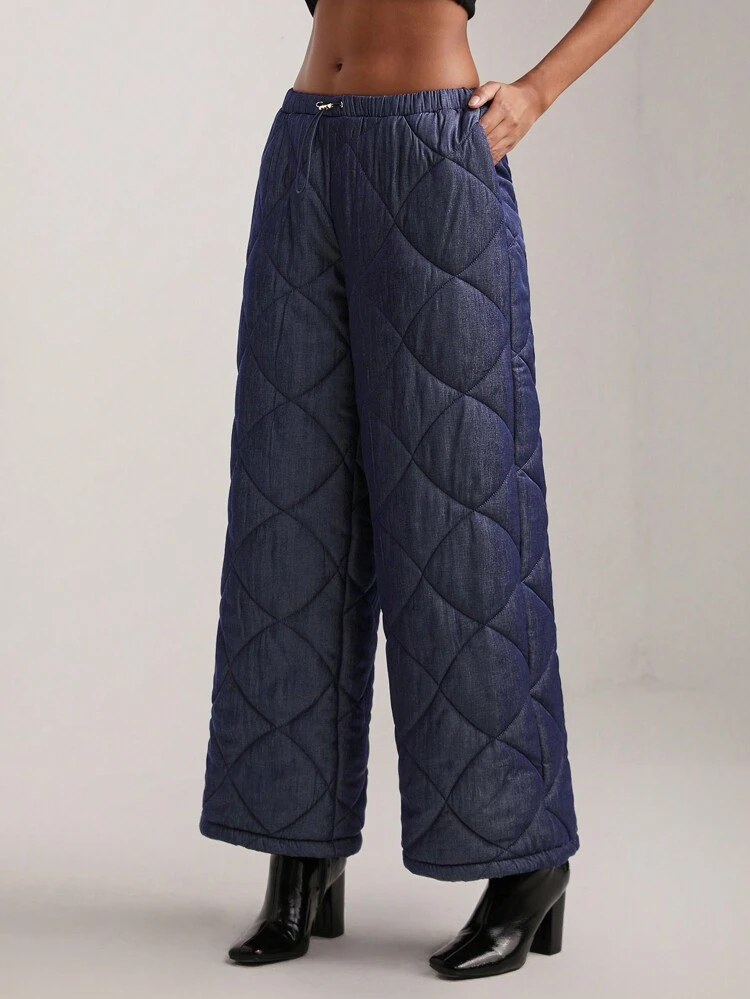 Designer Solid Wide Leg Quilted Pants, For Summer, Holiday, Vacation, Festival, Ibiza Fits