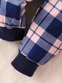 Baby Girl Cartoon Graphic Sweatshirt & Plaid Print Sweatpants - Multicolor - View 4