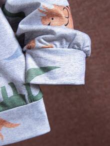 Con trai In Khủng long Áo Hoodie & Quần thể thao - Xám - Xem 5
