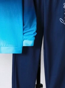 SHEIN Cậu bé Tween Đồ họa Chữ cái Bóng Áo Hoodie & Quần thể thao - Nhiều màu - Xem 4