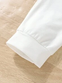 SHEIN Tween Boy Cartoon & Letter Graphic Two Tone Sweatpants - Black and White - View 5