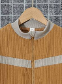 SHEIN Jachetă bomber din velur cu fermoar Tween Boy