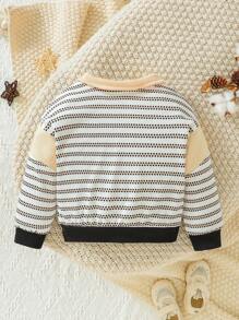 Đứa bé trai In sọc Chi tiết được vá Áo nỉ - Nhiều màu - Xem 2