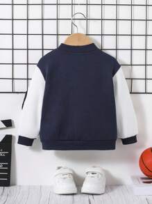 SHEIN Đứa bé trai Đồ họa Khẩu hiệu Khối màu Áo khoác Đại học Without Tee - Nhiều màu - Xem 6