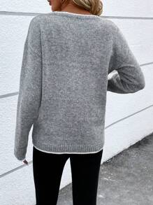 EMERY ROSE 雪花图案落肩毛衣，长袖上衣