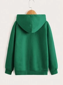 SHEIN 青少年男童纯色保暖卫衣 - 綠色 - 查看 2