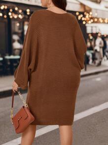 Calvaya 休閒撞色大碼毛衣洋裝 - 彩色 - 查看 2