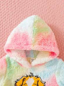 女嬰紮染卡通刺繡毛絨帽衫和褲子 - 彩色 - 查看 6