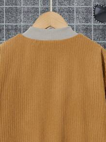 SHEIN Jachetă bomber din velur cu fermoar Tween Boy