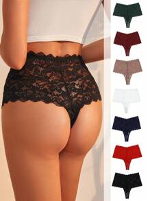 SHEIN 7入組花邊鰭邊蕾絲細肩三角褲 - 彩色 - 查看 2