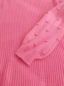 SHEIN Essnce 圓點燈籠袖條紋針織套頭毛衣 - 粉色 - 查看 5