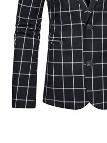Manfinity Mode Men Grid Print Blazer & Suit Pants - Black - View 4