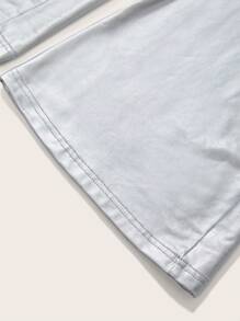 SHEIN ICON 纯色喇叭腿漆皮女式派对裤 - 銀色 - 查看 6