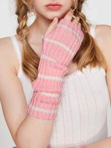 ROMWE Kawaii 1pair Women Striped Pattern Arm Sleeves - Multicolor - View 3