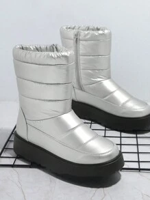 SHUZIA 絎縫厚底雪地靴 - 銀色 - 查看 2