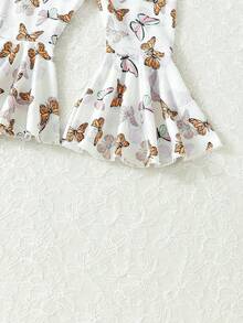 SHEIN 女嬰卡通圖案T恤&喇叭褲