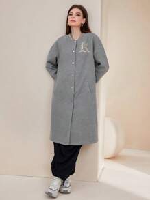 Mulvari Letter Graphic Drop Shoulder Coat