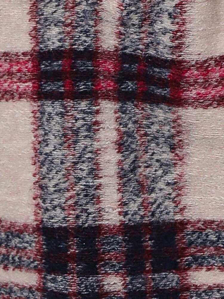 Plaid Print Drop Shoulder Single Breasted Coat