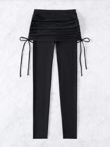 侧抽绳比基尼泳裤，适合夏季海滩度假 - 黑色 - 查看 4