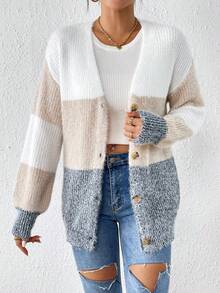 SHEIN Frenchy Khối màu Thả vai 	
Fuzzy Áo len Mở - Nhiều màu - Xem 4