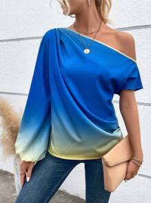 SHEIN VCAY 漸層不對稱領襯衫 - 彩色 - 查看 6