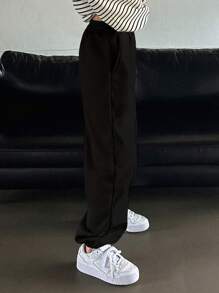 DAZY Solid Elastic Waist Sweatpants,Women Joggers