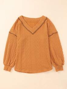 Camiseta De Manga Larga Con Textura Texture V Lord - Naranja Quemada - Ver 6