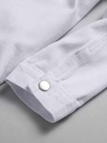 Manfinity Homme Loose Fit Men's Denim Jacket With Flap Pockets (T-Shirt Not Included) - White - View 4